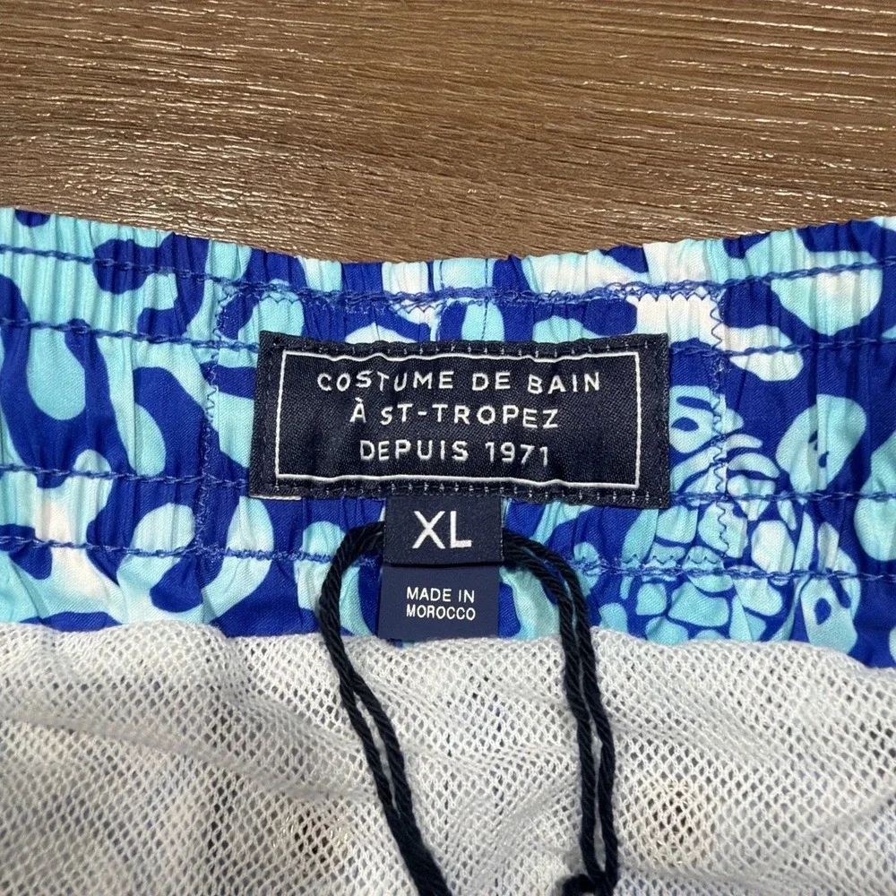 Vilebrequin Men's Size XL Swim Trunks Shorts Turtle Splash $325 Blue Bleu De Mer